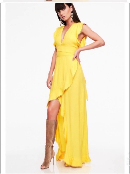 AFRM Dresses & Skirts - AFRM YELLOW HIGH- LOW WRAP DRESS
